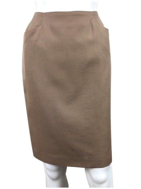 Ellen Tracy Dresses & Skirts - Ellen Tracy Pencil Skirt Womens Size 8 Wool Straight Lined Knee Length Tan